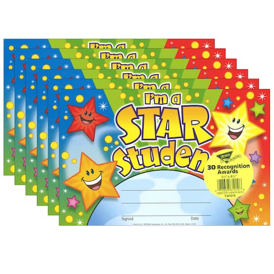 Trend Enterprises&#xAE; I&#x27;m a Star Student Recognition Awards, 6 Packs of 30